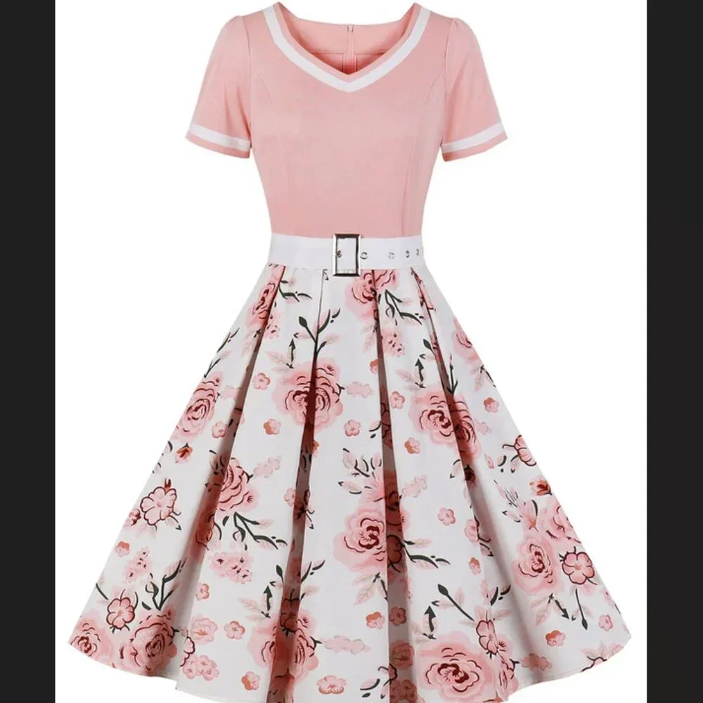 Retro Stage Floral Swing Dress - Picture 2 of 2